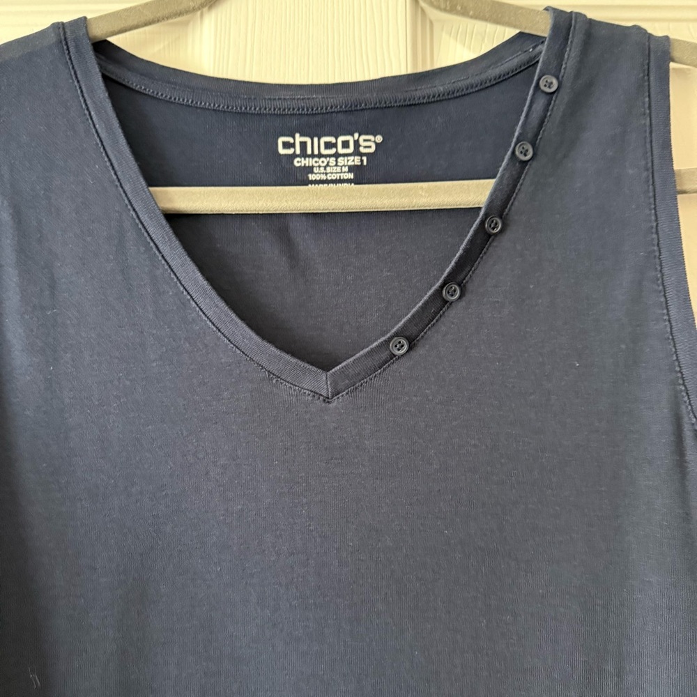 Chico's Navy Blue V-Neck Tank Top - Picture 3 of 6